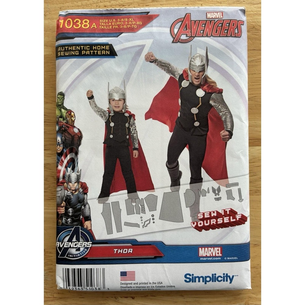 Simplicity 1038 Marvel Avengers THOR Costume Pattern Child & Adult Sz 3-8 / S-XL